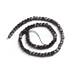 Natural Golden Sheen Obsidian Beads Strands&nbsp;G-E560-A11-4mm