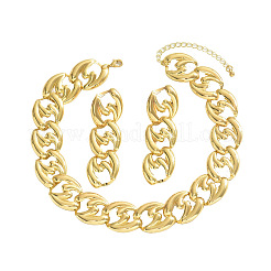 Heart Alloy Curb Chain Necklaces & Stud Dangle Earrings Sets&nbsp;FS-WGC8E38-01