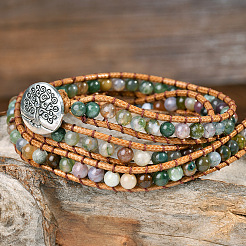 Natural Indian Agate Beads Wrap Bracelets&nbsp;WG093E5-01