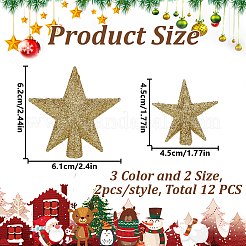 12Pcs 6 Styles Glitter Resin Christmas Treetop Star Ornament&nbsp;DIY-DR0002-20