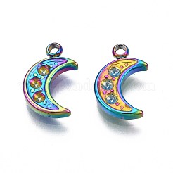 Rainbow Color 304 Stainless Steel Charms Rhinestone Settings&nbsp;STAS-S119-079