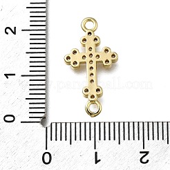 Brass Clear Cubic Zirconia Cross Connector Charms&nbsp;ZIRC-I070-037G