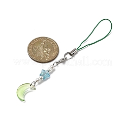 4Pcs Star with Moon Glass Beads & ABS Plastic Pearl Mobile Straps&nbsp;HJEW-JM04413