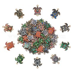 60Pcs 10 Colors Printed Alloy Connector Charms&nbsp;ENAM-CJ0005-63
