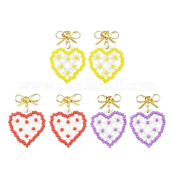 Heart Handmade Glass Seed Beads Dangle Stud Earrings&nbsp;EJEW-MZ00369