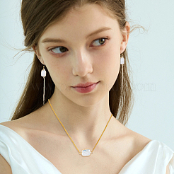 6Pcs Electroplate Natural Baroque Pearl Keshi Pearl Rectangle Connector Charms&nbsp;PEAR-HS0001-30