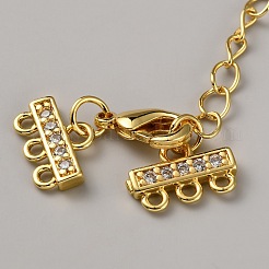 Brass Micro Pave Clear Cubic Zirconia Ends with Chains&nbsp;FIND-WH20023-216G-02