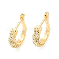 Brass Clear Cubic Zirconia Hoop Earrings&nbsp;EJEW-Q016-15G