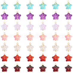 10Pcs Star with Bowknot Glass Pendants&nbsp;PALLOY-YW00059-01