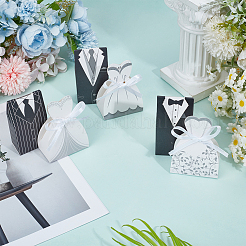 120Pcs 6 Styles Wedding Dress Suit Shaped Paper Candy Packing Boxes with Ribbon&nbsp;CON-WR0001-16