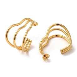 Ion Plating(IP) 304 Stainless Steel Heart Stud Earrings&nbsp;EJEW-G375-09G-01