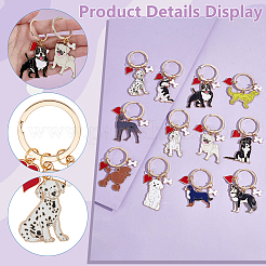 12Pcs 12 Styles Alloy Enamel Pet Dog Keychains&nbsp;KEYC-JOY00007