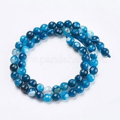 Natural Striped Agate/Banded Agate Beads Strands&nbsp;G-P364-18-6mm