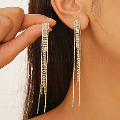 Cubic Zirconia Chains Tassel Earrings&nbsp;LS-EJEW-P236-07G