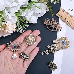 5Pcs 5 Styles Alloy Rhinestone Lapel Pins for Backpack Clothes&nbsp;JEWB-ME0001-40