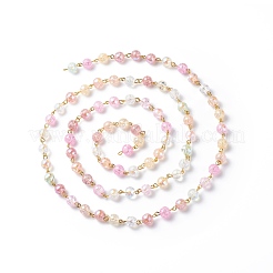 Handmade Electroplate Crackle Glass Beaded Chains&nbsp;AJEW-JB01135