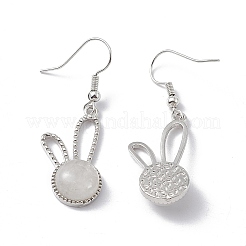 Natural Quartz Crystal Rabbit Dangle Earrings&nbsp;EJEW-A092-05P-20