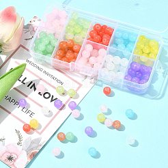 200Pcs 10 Colors Baking Paint Imitation Jade Glass Round Beads Sets&nbsp;DGLA-FS0001-24