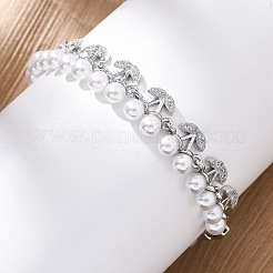 Cherry Brass Micro Pave Clear Cubic Zirconia Link Bracelets for Women&nbsp;BJEW-G740-02P