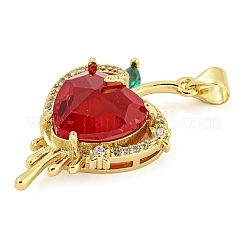 Rack Plating Brass Micro Pave Clear Cubic Zirconia Pendants&nbsp;ZIRC-L100-162G-09