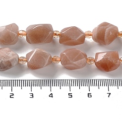 Natural Peach Moonstone Beads Strands&nbsp;G-C182-13-01