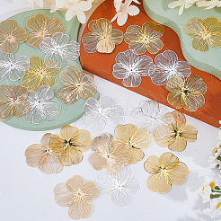 24Pcs 3 Colors Iron Filigree Double Layer Flower Bead Caps&nbsp;IFIN-HS0001-06