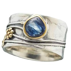 Teardrop & Flower & Leaf Pattern Alloy with Glass Finger Rings&nbsp;FS-WG58DE6-02