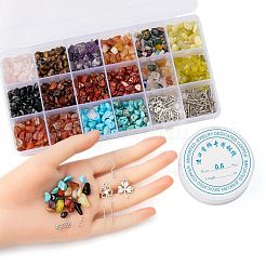 DIY Mixed Stone Chip Beads Jewelry Set Making Kit&nbsp;DIY-FS0002-35