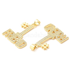 Rack Plating Brass Micro Pave Cubic Zirconia Pendants&nbsp;KK-A185-15G