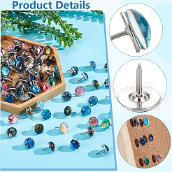 100Pcs Flatback Mixed Pattern Glass & Iron Push Pins Set&nbsp;AJEW-PH01610