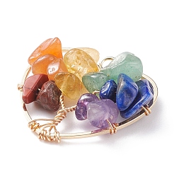 Chakra Natural Gemstone Chip Pendants&nbsp;PALLOY-JF01493-01
