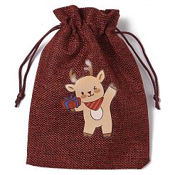 Christmas Theme Jute Cloth Storage Bags&nbsp;ABAG-F010-01B-01