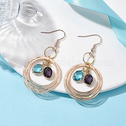 Glass Oval Dangle Earrings&nbsp;EJEW-JE05724