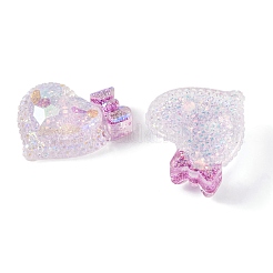 Transparent Epoxy Resin Heart with Bowknot Decoden Cabochons&nbsp;CRES-M034-07A