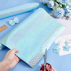 Fish-scale Pattern Laser PU Imitation Leather Fabric&nbsp;FIND-WH0110-262A