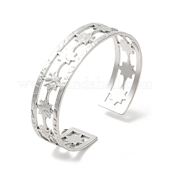 Non-Tarnish 304 Stainless Steel Star Open Cuff Bangles&nbsp;BJEW-L682-026P