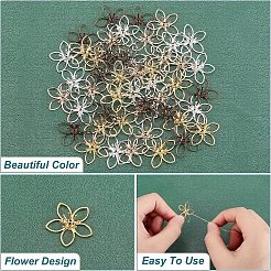 48 Pcs 4 Colors Brass Bead Caps&nbsp;KK-FH0004-38