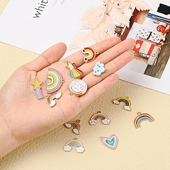 25Pcs 25 Style Light Gold Alloy Enamel Pendants&nbsp;ENAM-YW0001-82