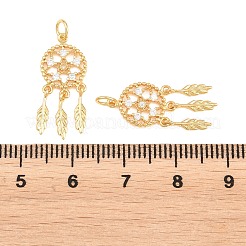 Brass Micro Pave Clear Cubic Zirconia Pendants&nbsp;KK-P353-03G