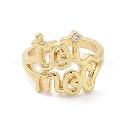 Brass Pave Cubic Zirconia Open Cuff Rings&nbsp;RJEW-M170-21G