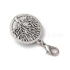 Flat Round with Flower Pattern Resin Pendant Decorations&nbsp;HJEW-JM03462
