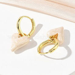 Brass Enamel Dangle Hoop Earrings for Women&nbsp;KK-CBA760A-06G-05