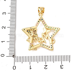 Mother's Day Charms Brass Micro Pave Colorful Cubic Zirconia Pendants&nbsp;KK-B185-01G-04