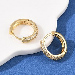 Brass Clear Cubic Zirconia Hoop Earrings&nbsp;EJEW-A156-08B-G