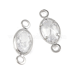 SHEGRACE Brass Pave Cubic Zirconia Oval Connector Charms&nbsp;XGRQ2O400-439A-P