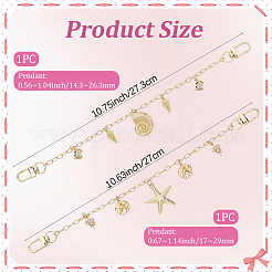 2Pcs 2 Styles Ocean Brass Bag Decorative Chains&nbsp;HJEW-SC0003-24A