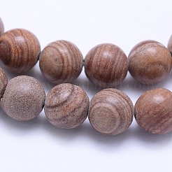 Natural Red Line Jasper Beads Strands&nbsp;G-F531-6mm-N