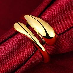 Real 18K Gold Plated Adjustable Brass Finger Rings for Women&nbsp;RJEW-BB07574-A