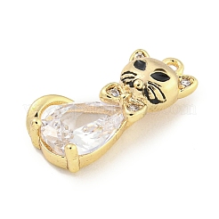 Brass Micro Pave Clear Cubic Zirconia Glass Charms&nbsp;KK-S386-05G