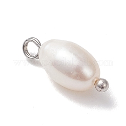 Natural Cultured Freshwater Pearl Rice Charms&nbsp;PALLOY-JF04643-02